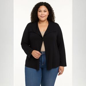 Cable & Gauge Women's Black One-Button Collared Cardigan Size 3X